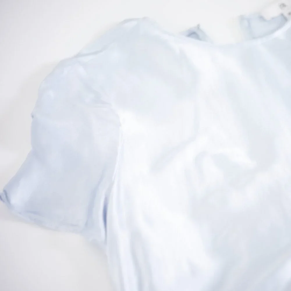 Satin Mini Dress Medium w/ Pockets Banana Republic Aurelia Light Blue - Picture 6 of 8